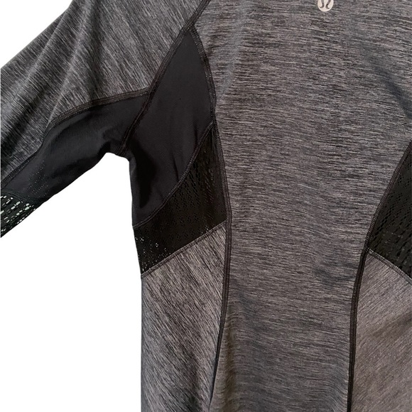 Lululemon Long-Sleeve Sun Top in Gray with Black Mesh Sz 6 - Picture 4 of 6
